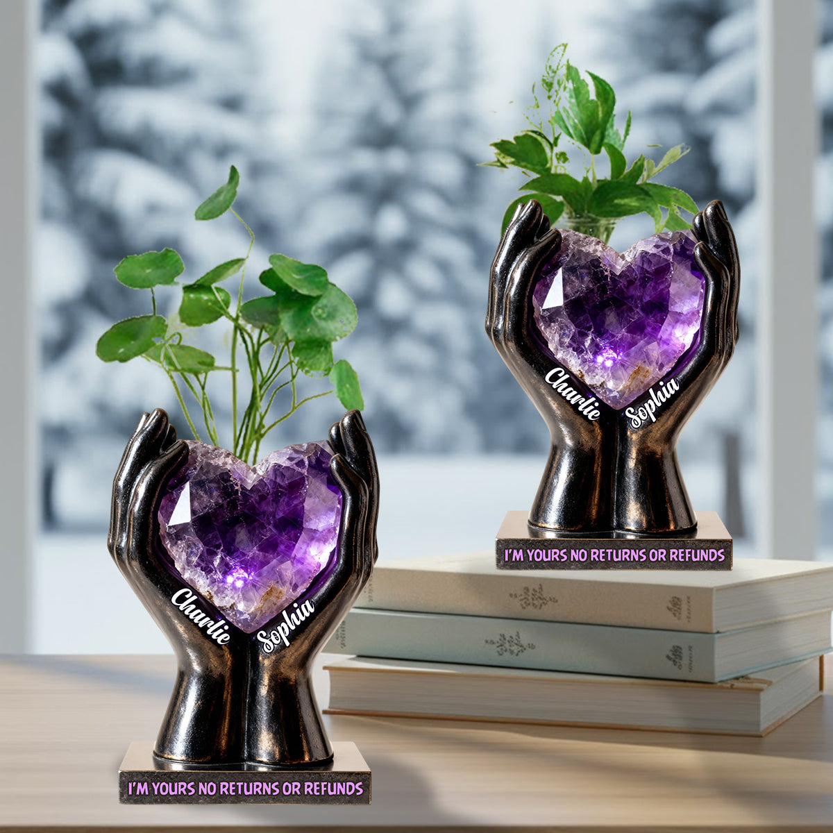 Bis dass der Tod uns scheidet – Personalisierte Acryl-Blumenvase in individueller Form für Paare