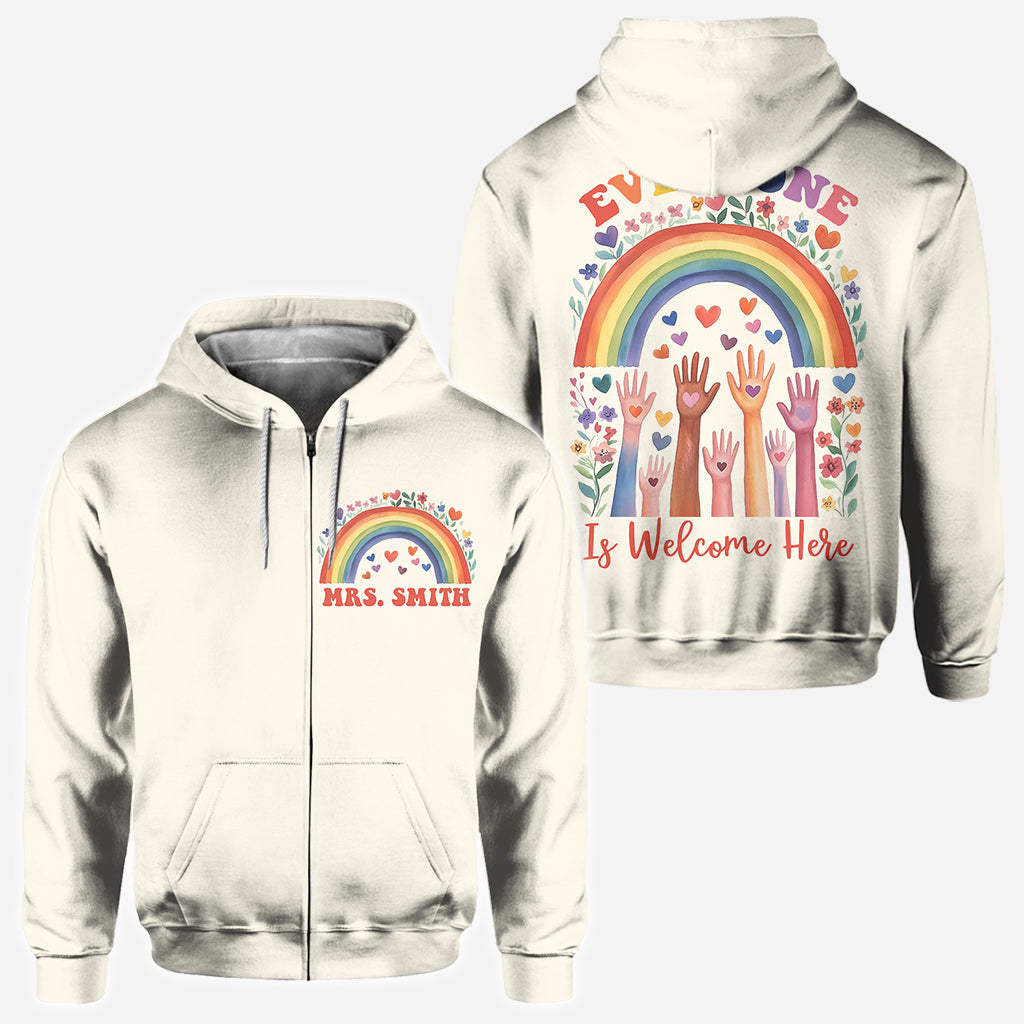 Everyone Is Welcome Here - Personalized Teacher All Over Shirt