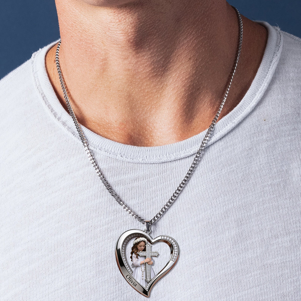 Faith Inspired Heart - Personalized Christian Shaped Metal Pendant Necklace