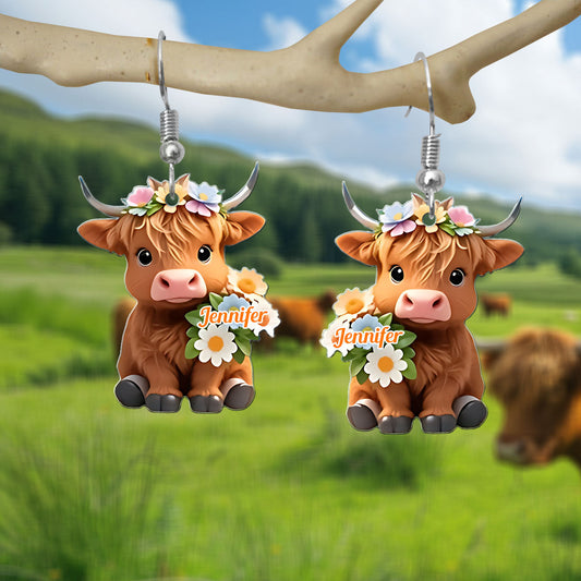 Just A Girl Who Loves Highland Cows - Personalized Highland Cow Earrings