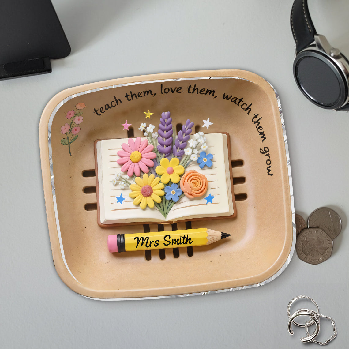 Teacher Gifts Boho Kraft - Personalized Teacher Catch-All Tray