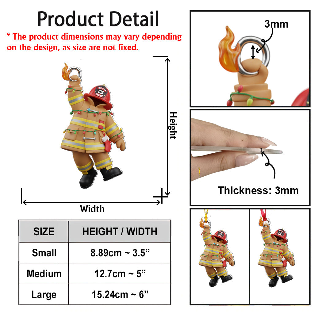 Holiday Firefighter Hero - Personalized Firefighter Transparent Ornament