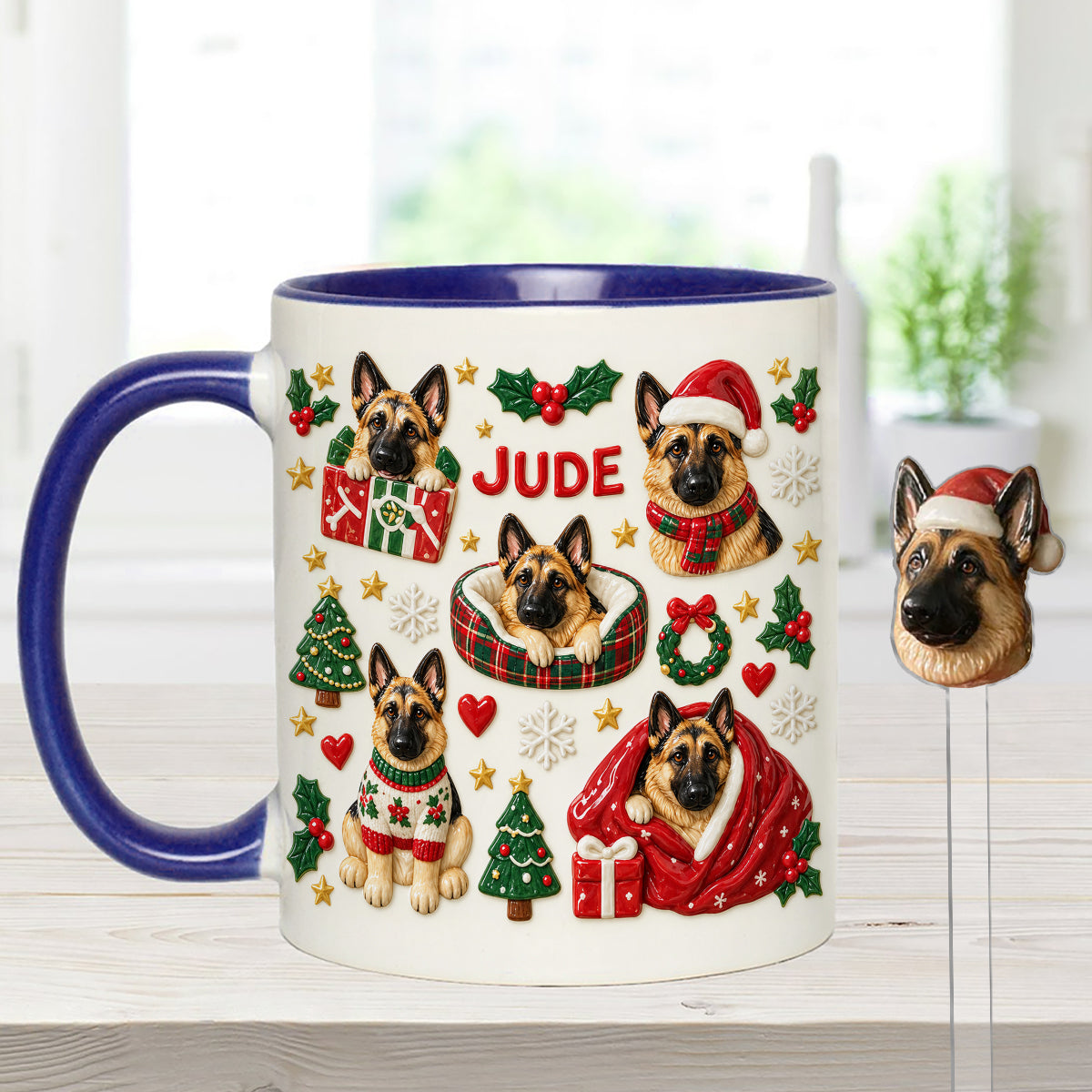 Christmas Time - Personalized Dog Set Accent Mug with Acrylic Stirrers