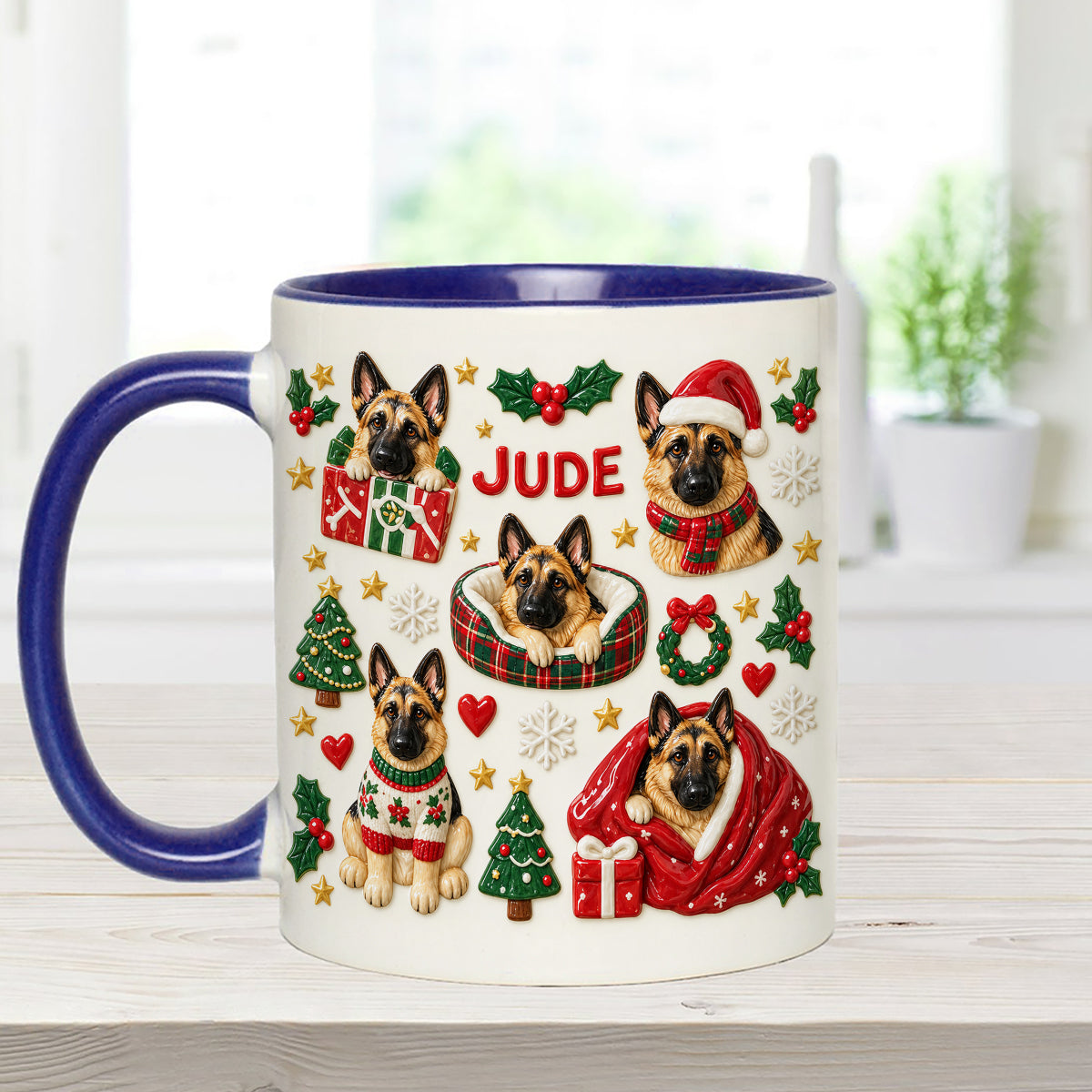 Christmas Time - Personalized Dog Set Accent Mug with Acrylic Stirrers