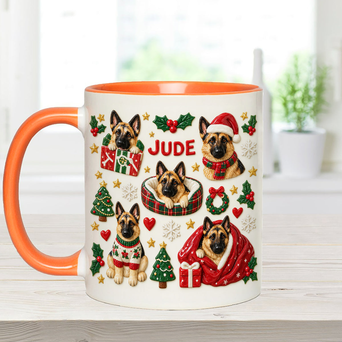 Christmas Time - Personalized Dog Set Accent Mug with Acrylic Stirrers
