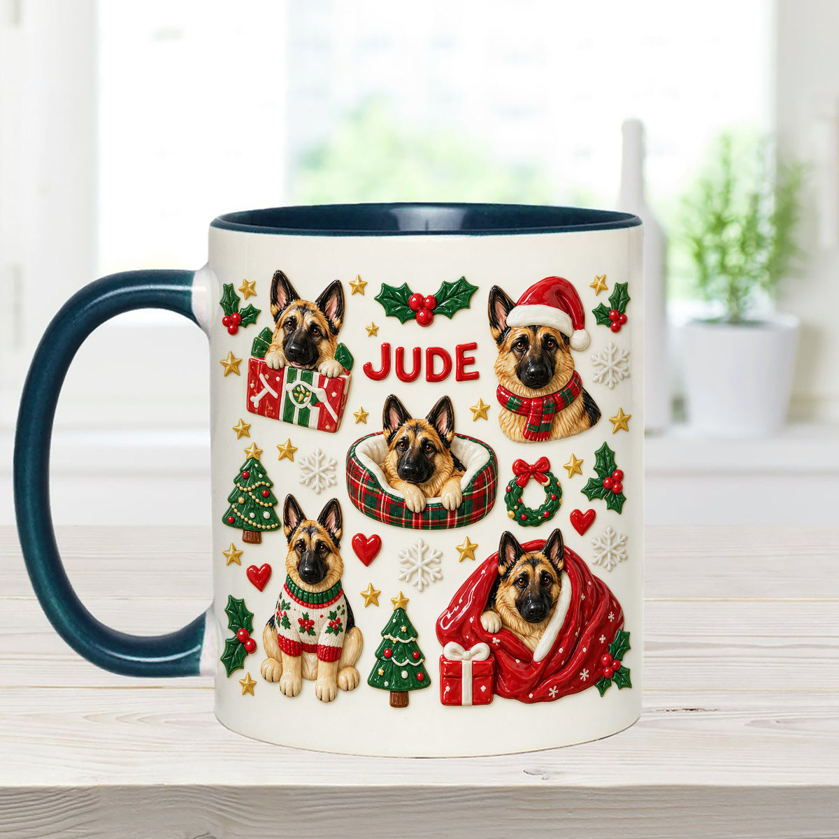 Christmas Time - Personalized Dog Set Accent Mug with Acrylic Stirrers
