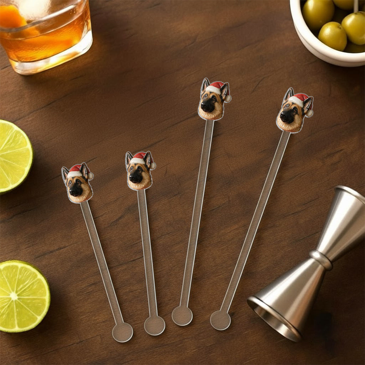 Christmas Time - Personalized Dog Set Accent Mug with Acrylic Stirrers