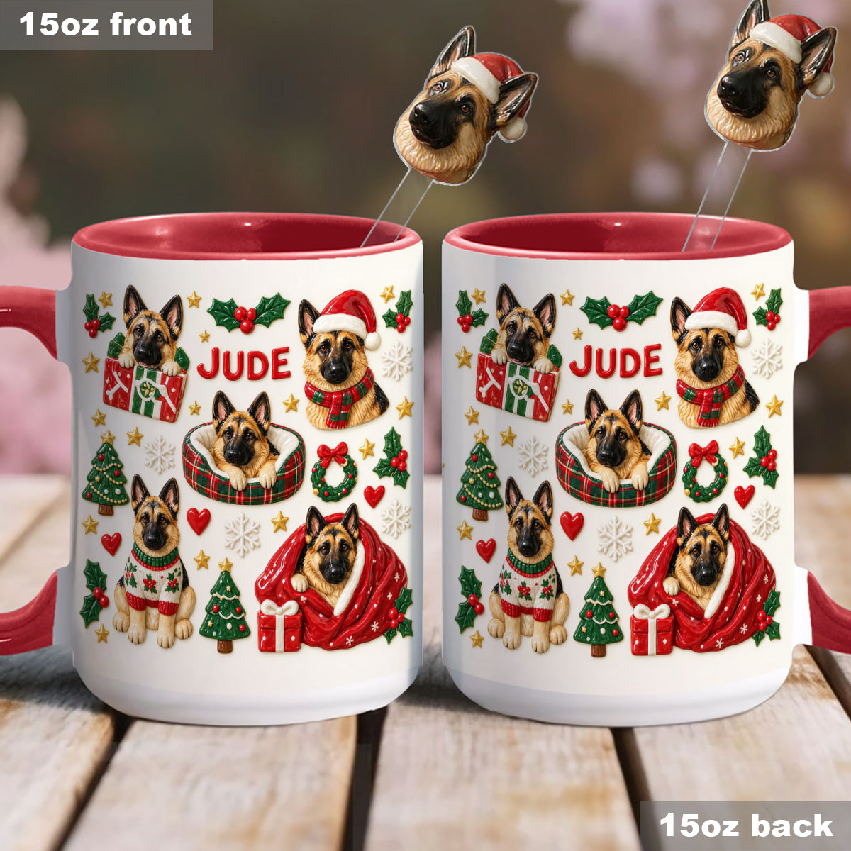 Christmas Time - Personalized Dog Set Accent Mug with Acrylic Stirrers