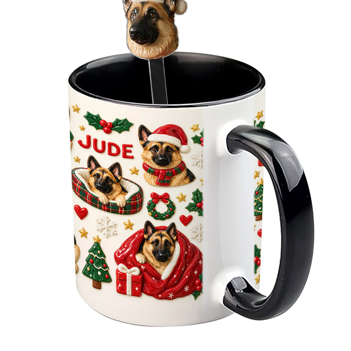 Christmas Time - Personalized Dog Set Accent Mug with Acrylic Stirrers