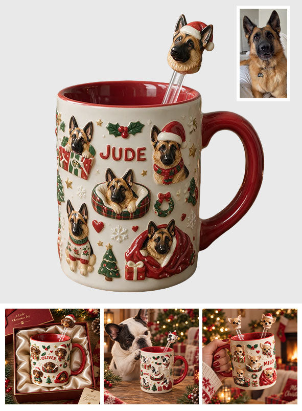 Christmas Time - Personalized Dog Set Accent Mug with Acrylic Stirrers