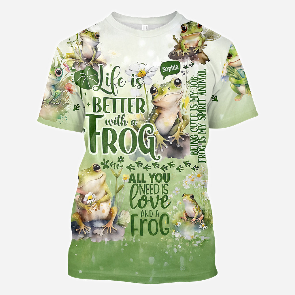 Das Leben ist besser mit Fröschen – Personalisiertes T-Shirt mit Froschmotiv
