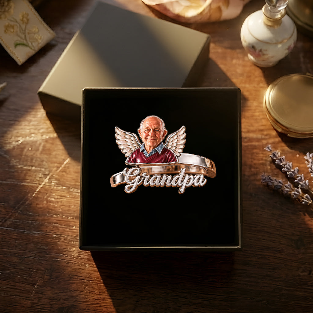 In Loving Memory - Personalized Memorial Adjustable Shaped Ring