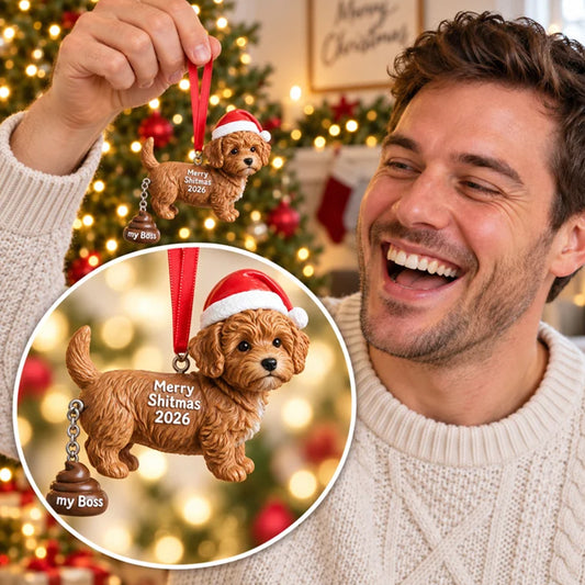 Merry Shitmas - Personalized Dog Ornament With Charm