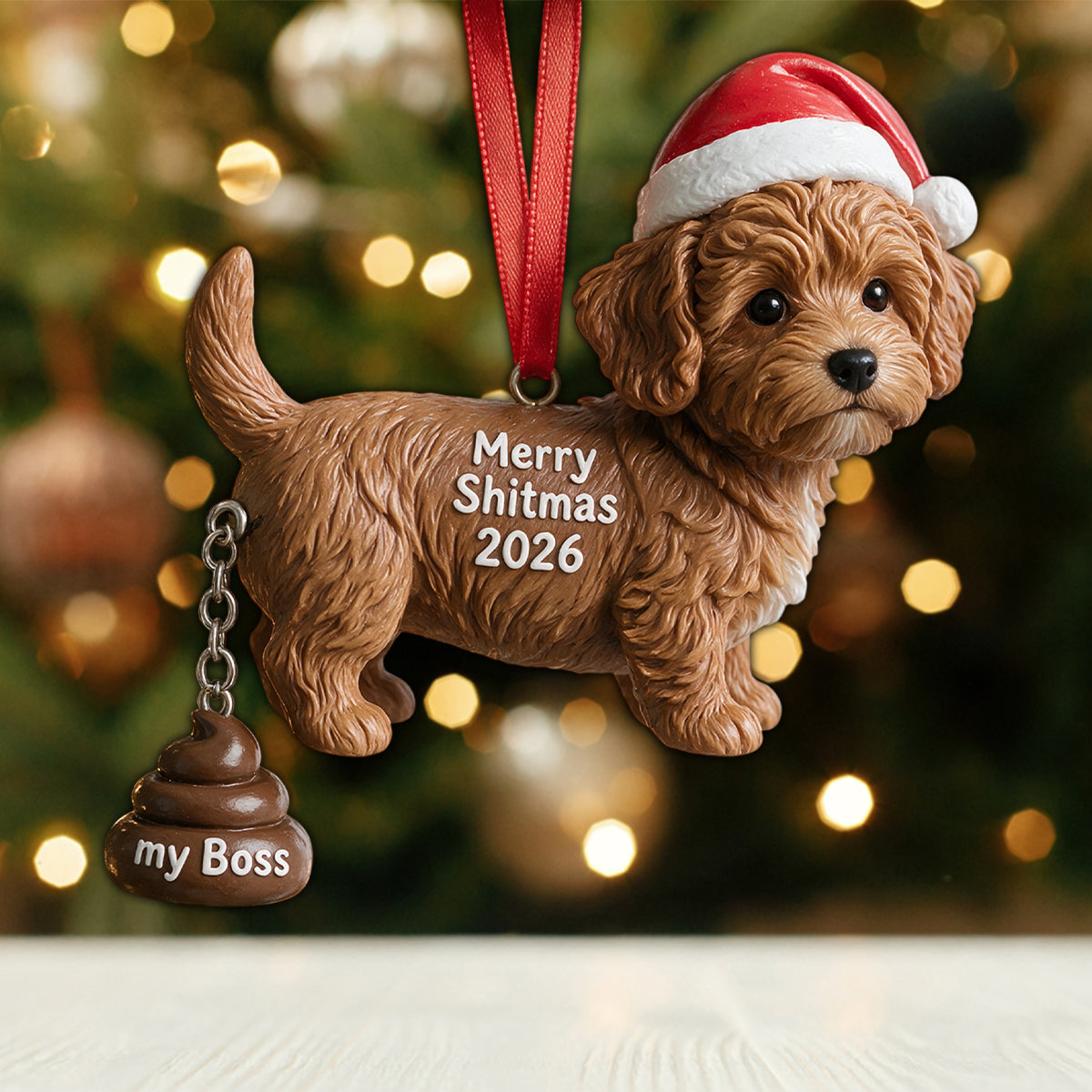 Merry Shitmas - Personalized Dog Ornament With Charm