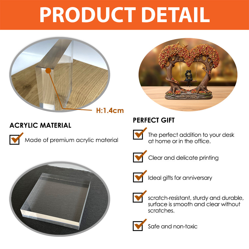 Romantic Love Tree - Personalized Couple Custom Shaped Acrylic Plaque