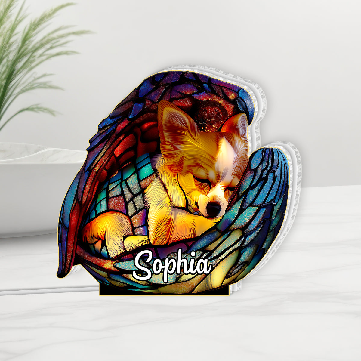 Schlafender Chihuahua – Personalisierte Hunde-LED-Nachtleuchte aus Acryl