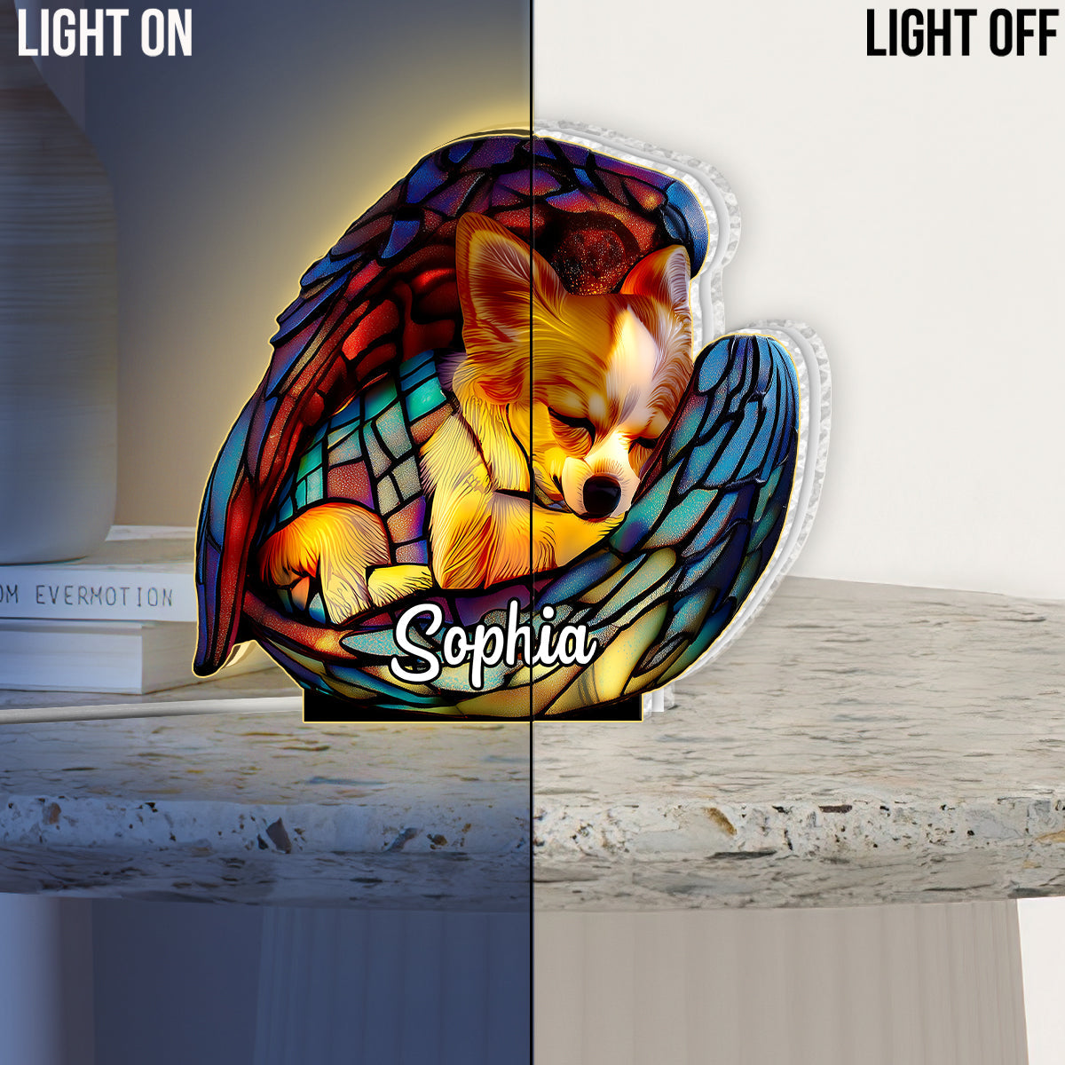 Schlafender Chihuahua – Personalisierte Hunde-LED-Nachtleuchte aus Acryl