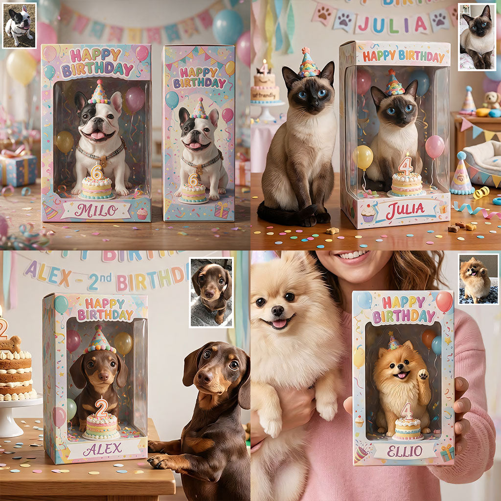 Alles Gute zum Geburtstag, mein kleiner Fellfreund - Personalisierte Hund Acrylic Display Box