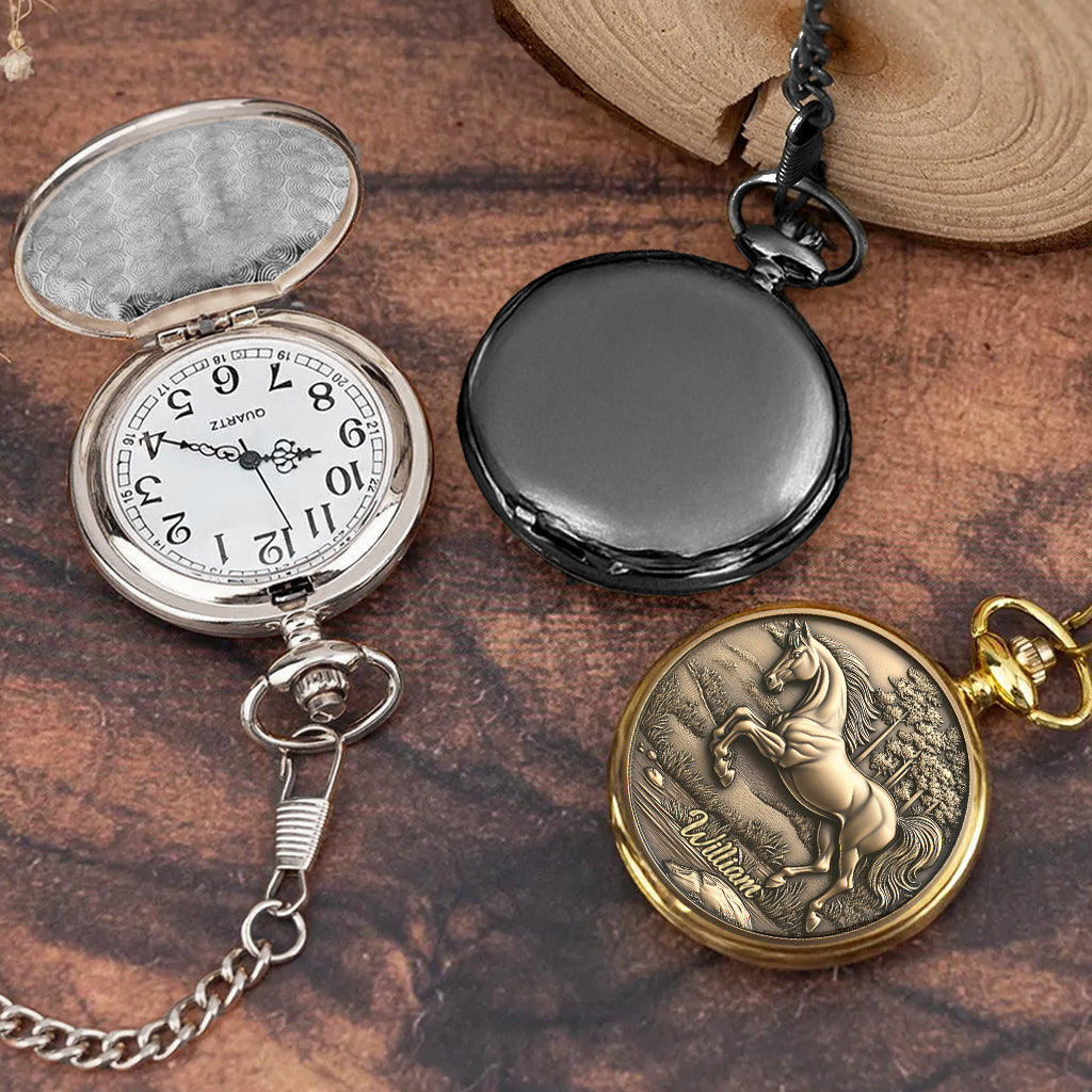 Ein guter Tag zum Reiten – personalisierte Pferde-Taschenuhr