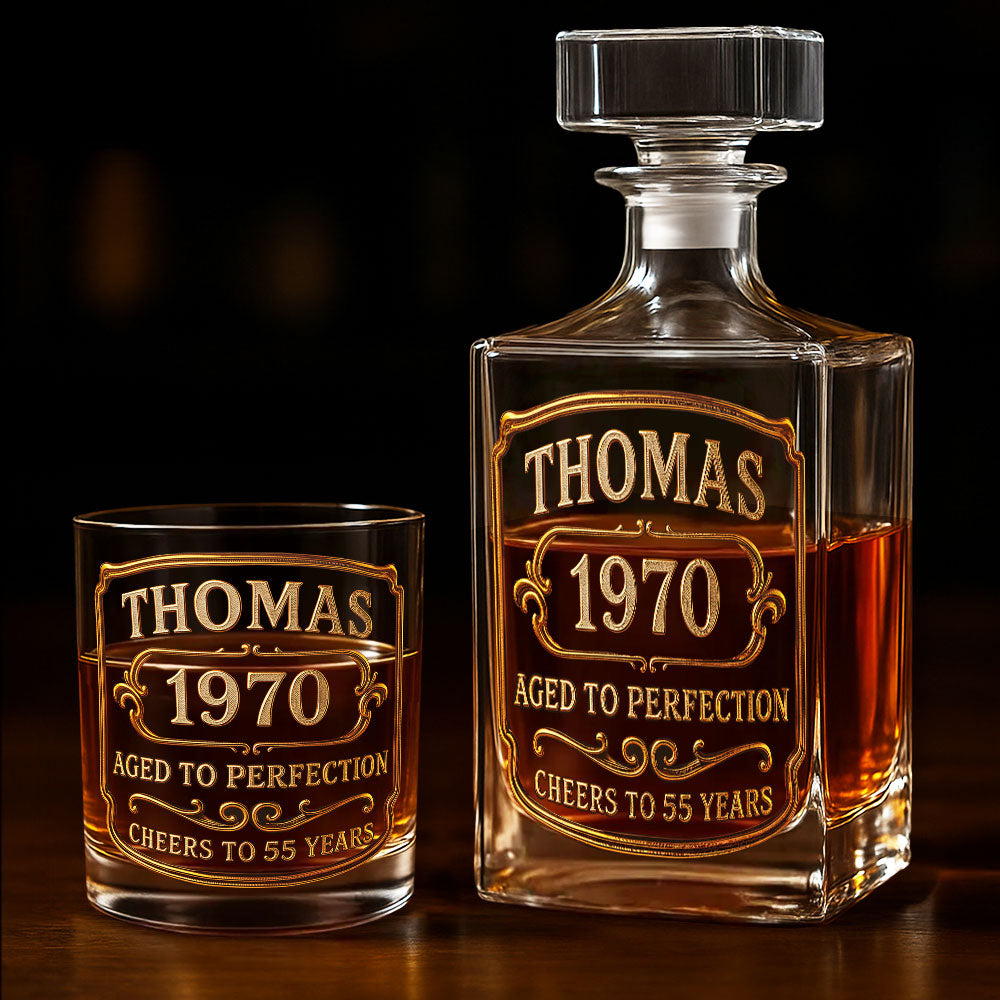 Geburtstagsgeschenk für Whisky- und Bourbon-Liebhaber – Personalisiertes Whisky-Dekanter-Set