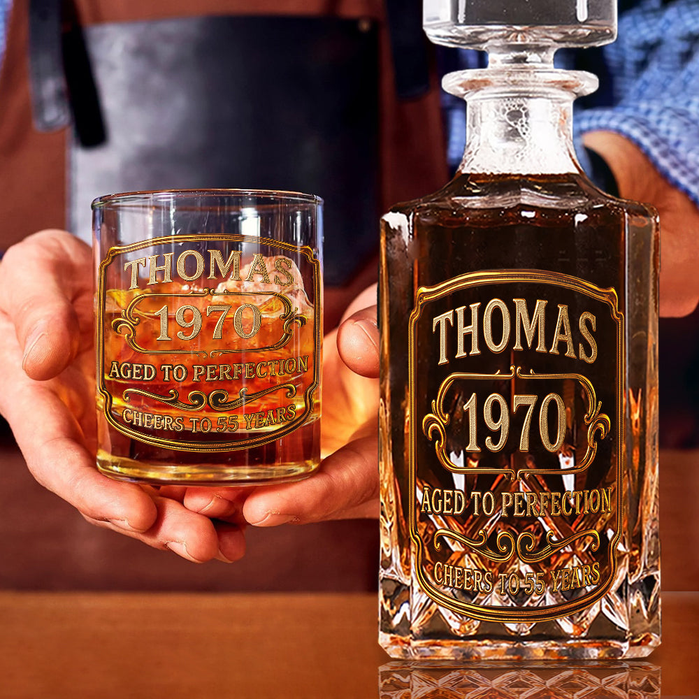 Geburtstagsgeschenk für Whisky- und Bourbon-Liebhaber – Personalisiertes Whisky-Dekanter-Set