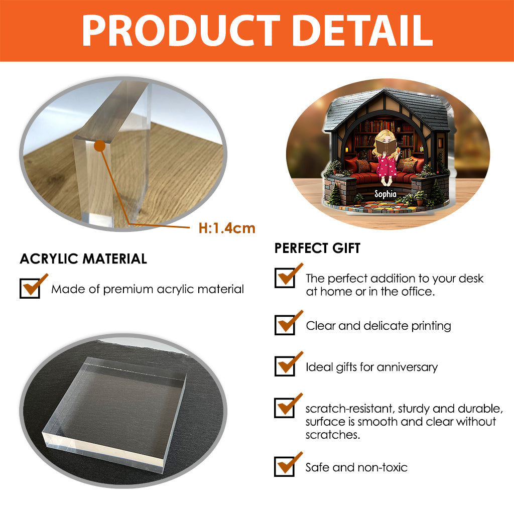 Meine Bibliothek – Personalisierte Acrylplakette in Buchform