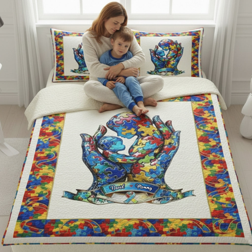 Mutter und Kind – Personalisiertes Quilt-Set zur Sensibilisierung für Autismus