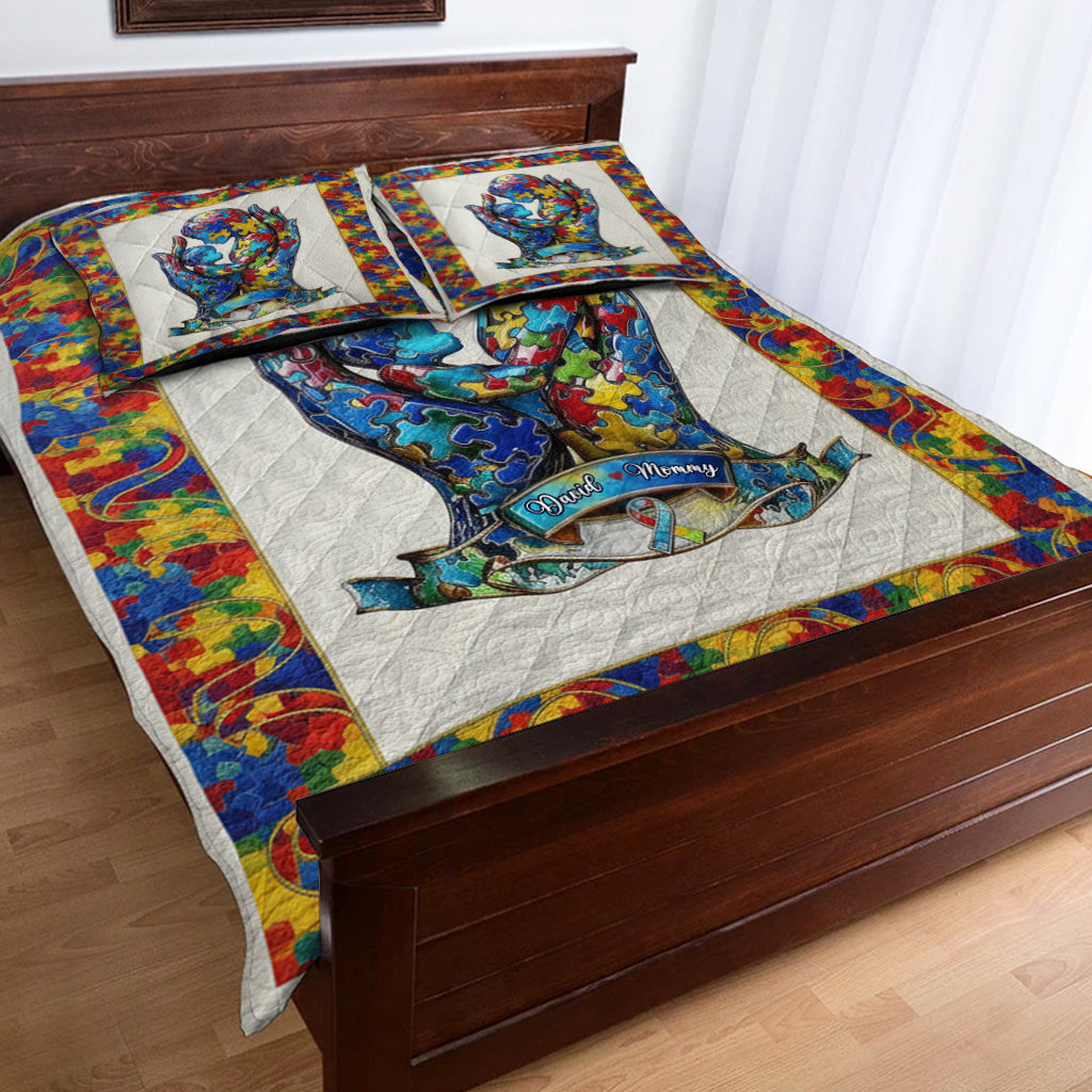 Mutter und Kind – Personalisiertes Quilt-Set zur Sensibilisierung für Autismus