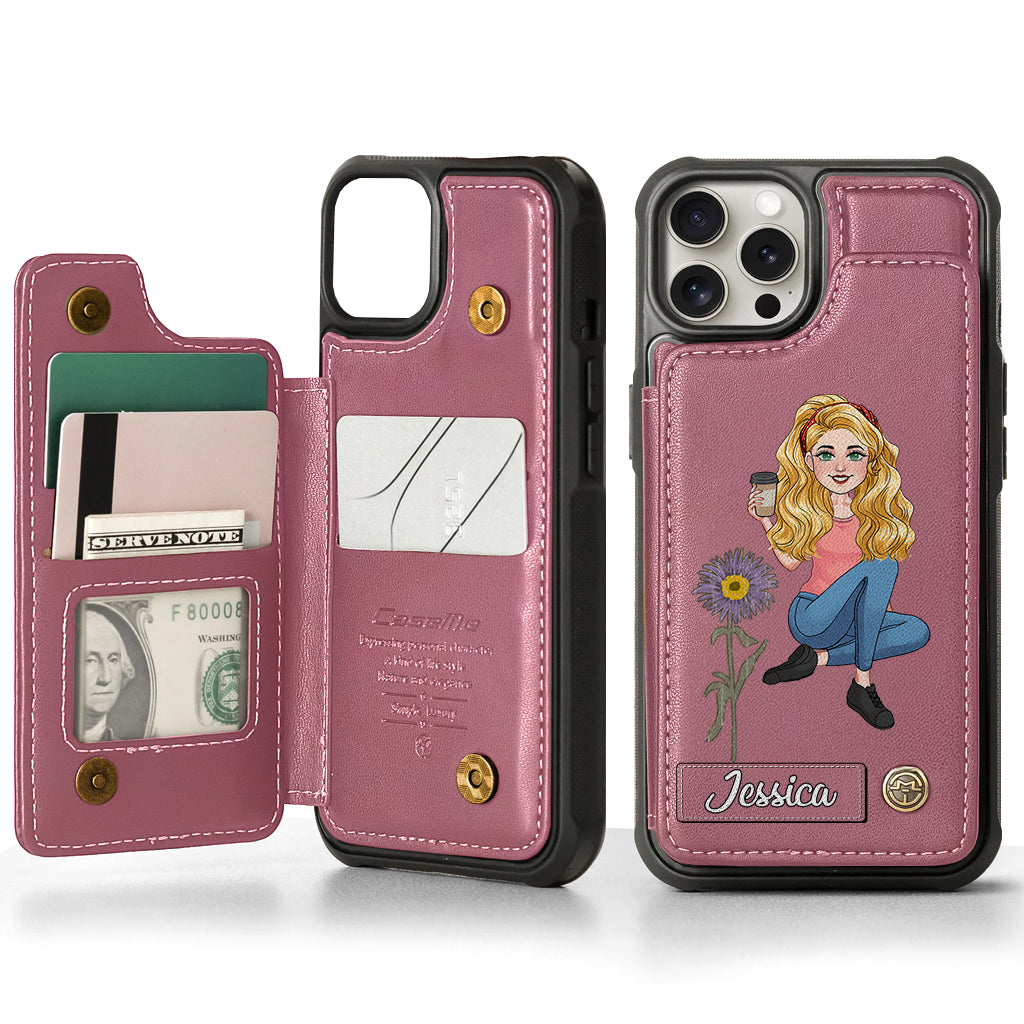 Geschenk zum Geburtstag der besten Freundin – Personalisierte Handyhülle mit Brieftaschenfunktion