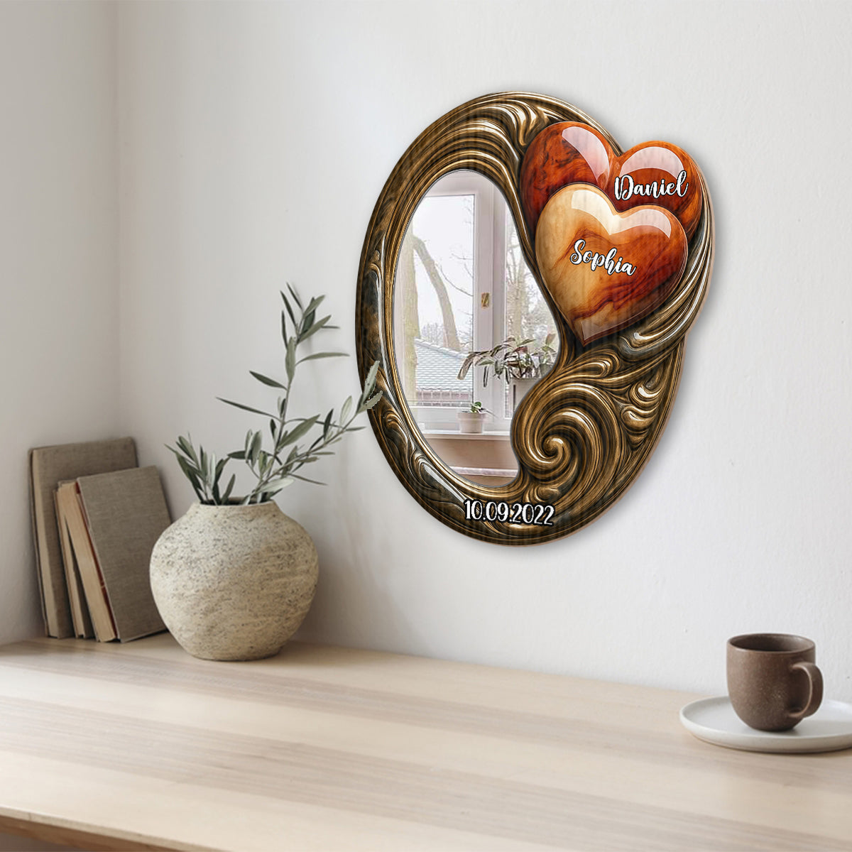 „Du und ich, wir schaffen das“ – Personalisierter Wandspiegel für Paare