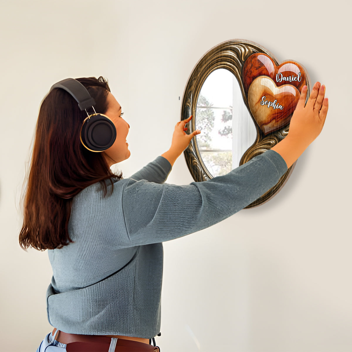 „Du und ich, wir schaffen das“ – Personalisierter Wandspiegel für Paare