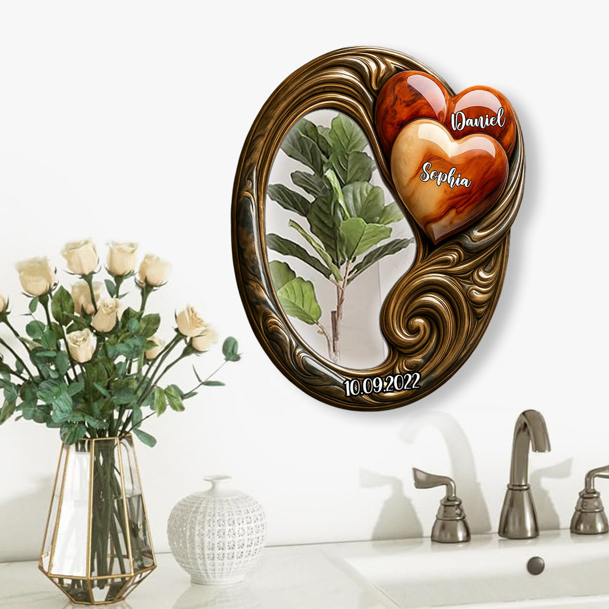 „Du und ich, wir schaffen das“ – Personalisierter Wandspiegel für Paare