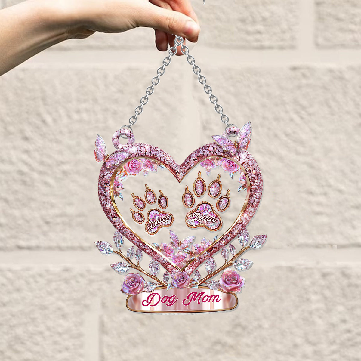 Fur Mama - Personalized Dog Window Hanging Suncatcher Ornament