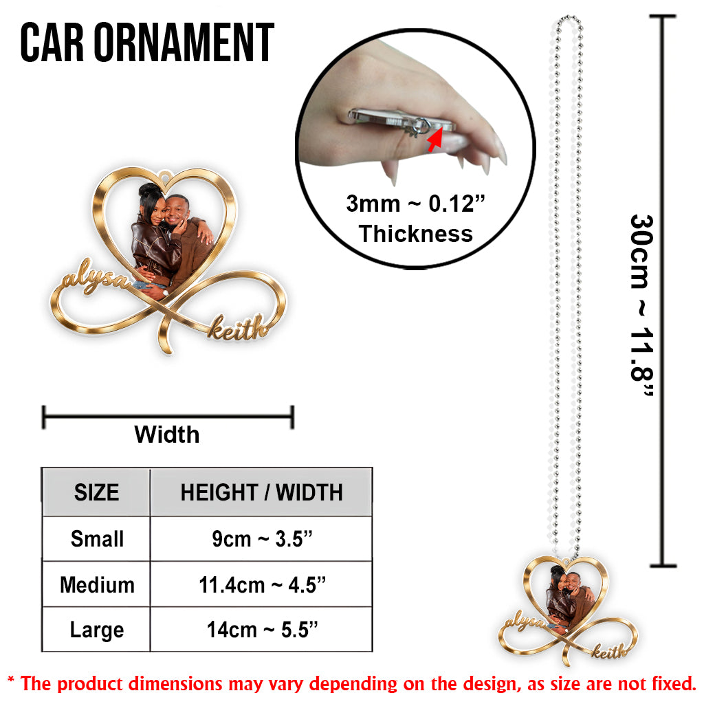 Love You Infinite, Custom From Any Photo - Personalized Couple Transparent Car Ornament