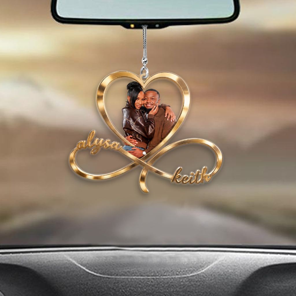 Love You Infinite, Custom From Any Photo - Personalized Couple Transparent Car Ornament