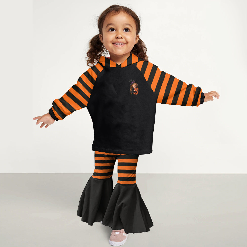 Cute Kids Halloween Set - Personalized Kid Hoodie & Flare Leggings Set