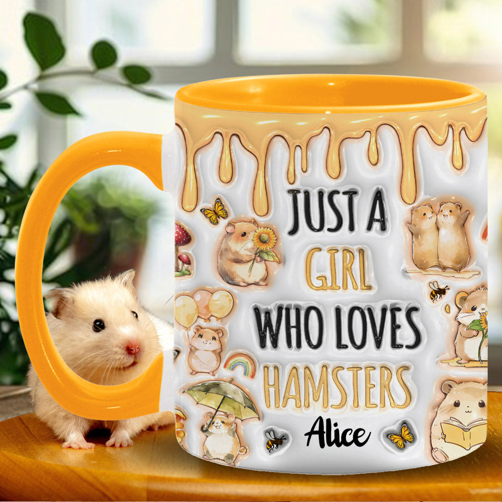 Personalisierte Tasse „Einfach ein Mädchen, das Hamster liebt“