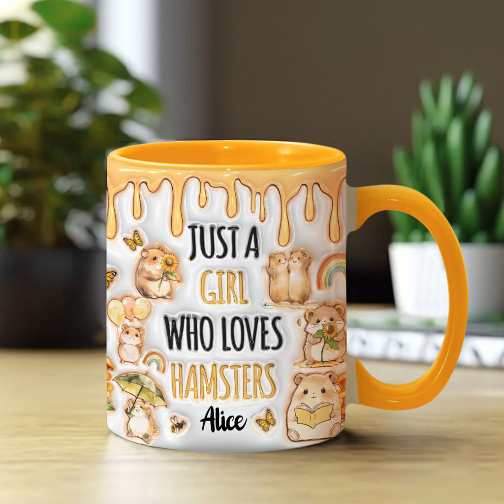 Personalisierte Tasse „Einfach ein Mädchen, das Hamster liebt“