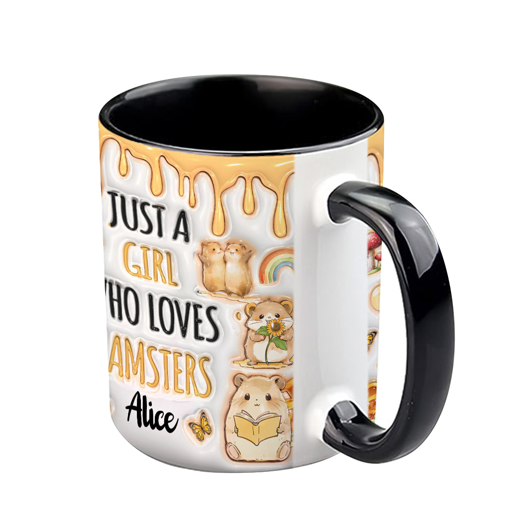 Personalisierte Tasse „Einfach ein Mädchen, das Hamster liebt“