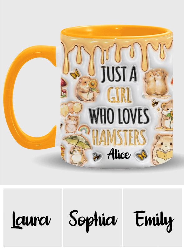 Personalisierte Tasse „Einfach ein Mädchen, das Hamster liebt“