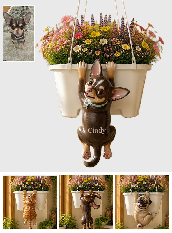 Personalisierter Lustiger Haustierfoto - Hängender Blumentopf