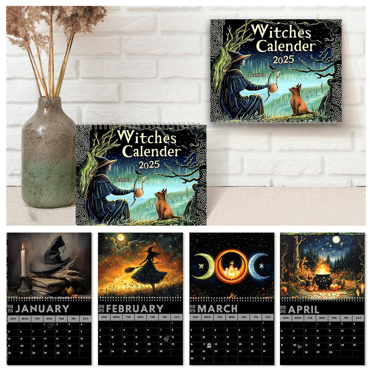 Witches Calendar 2025 - Personalized Witch Wall Calendar & Desk Calendar
