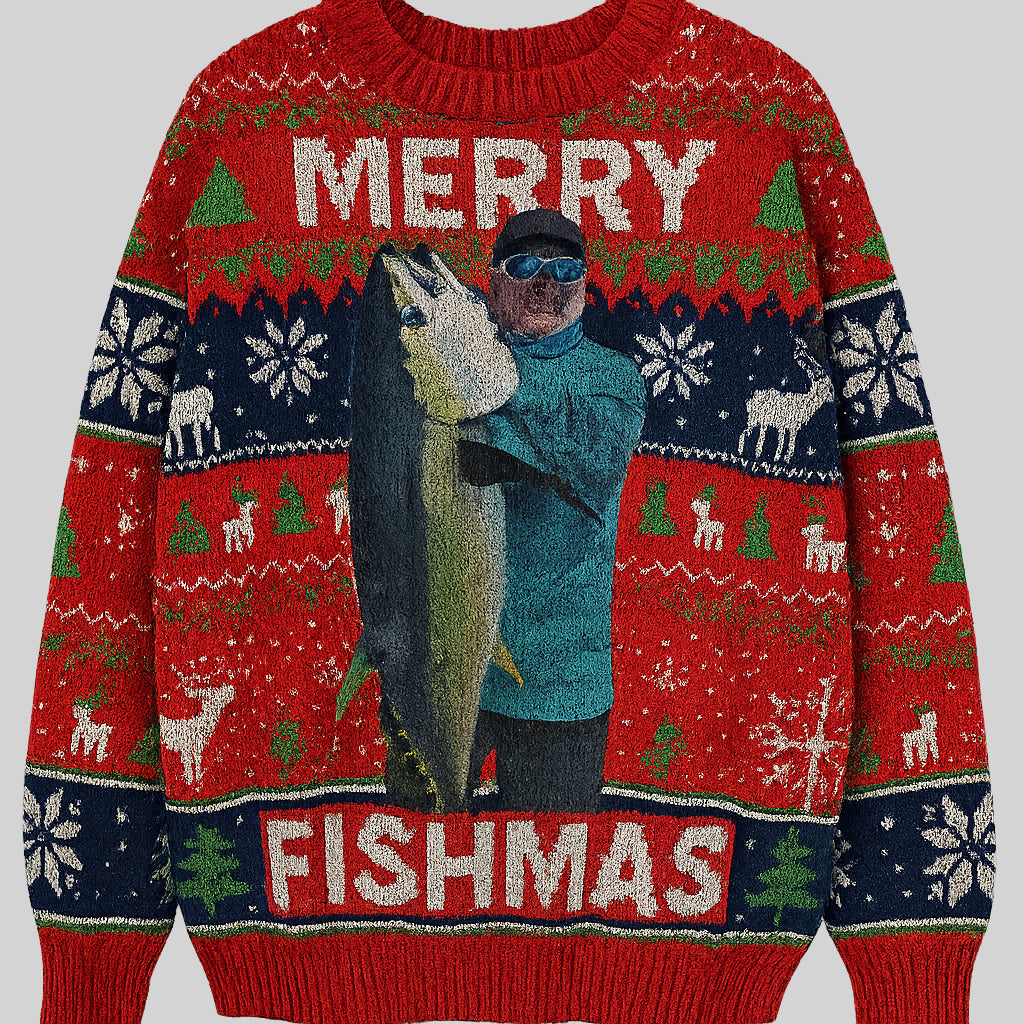 Merry Fishmas - Personalized Fishing Ugly Sweater