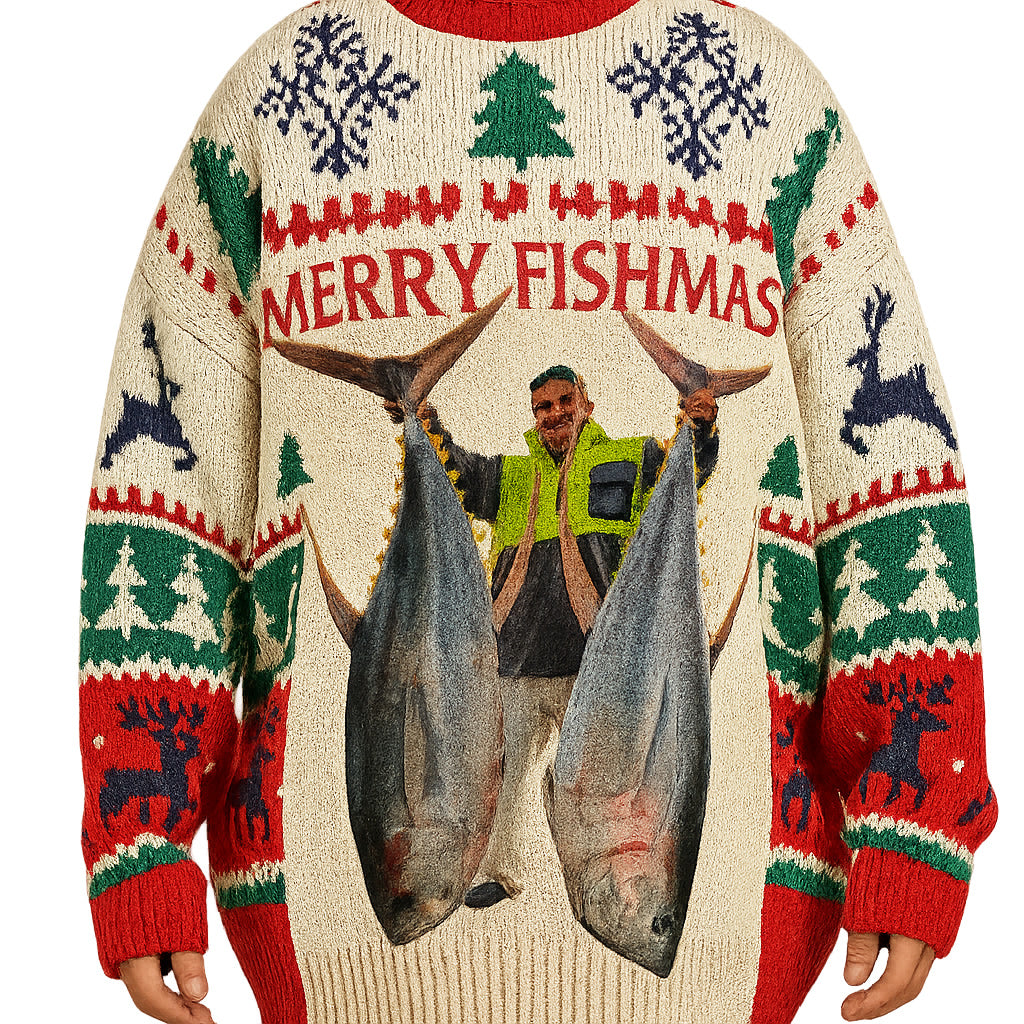 Merry Fishmas - Personalized Fishing Ugly Sweater