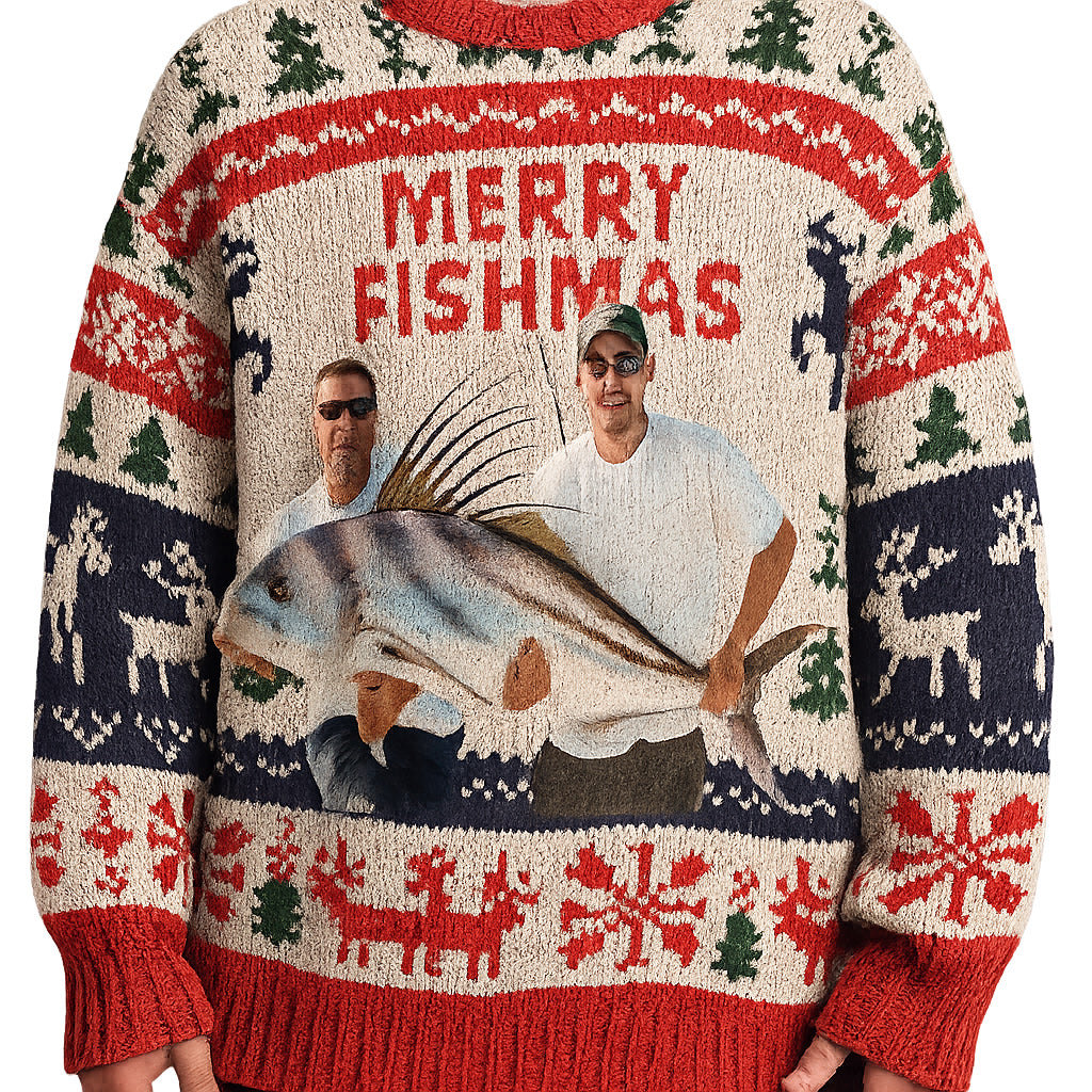 Merry Fishmas - Personalized Fishing Ugly Sweater