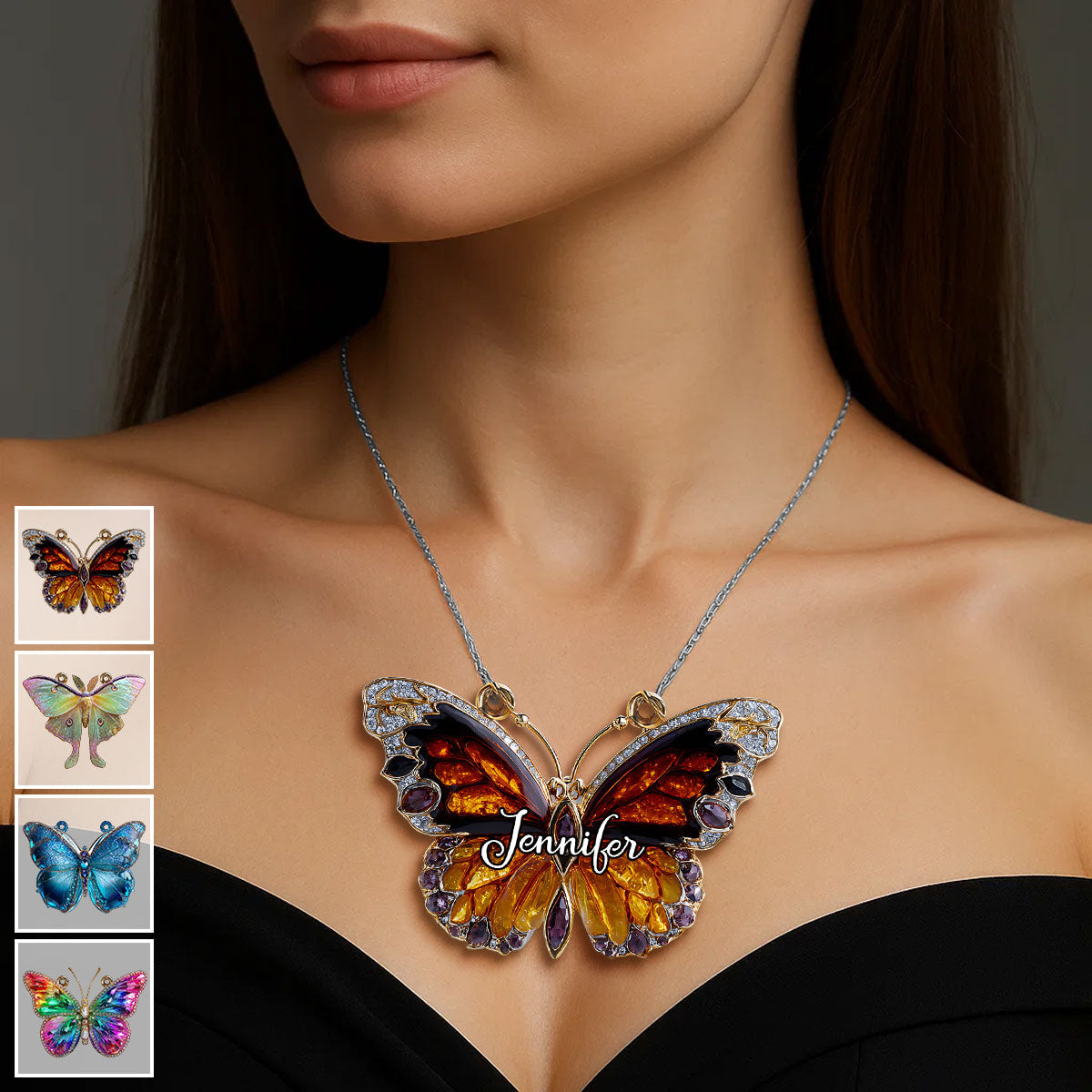 Liebesschmetterling – Personalisierte Schmetterlingsanhänger-Halskette in individueller Form