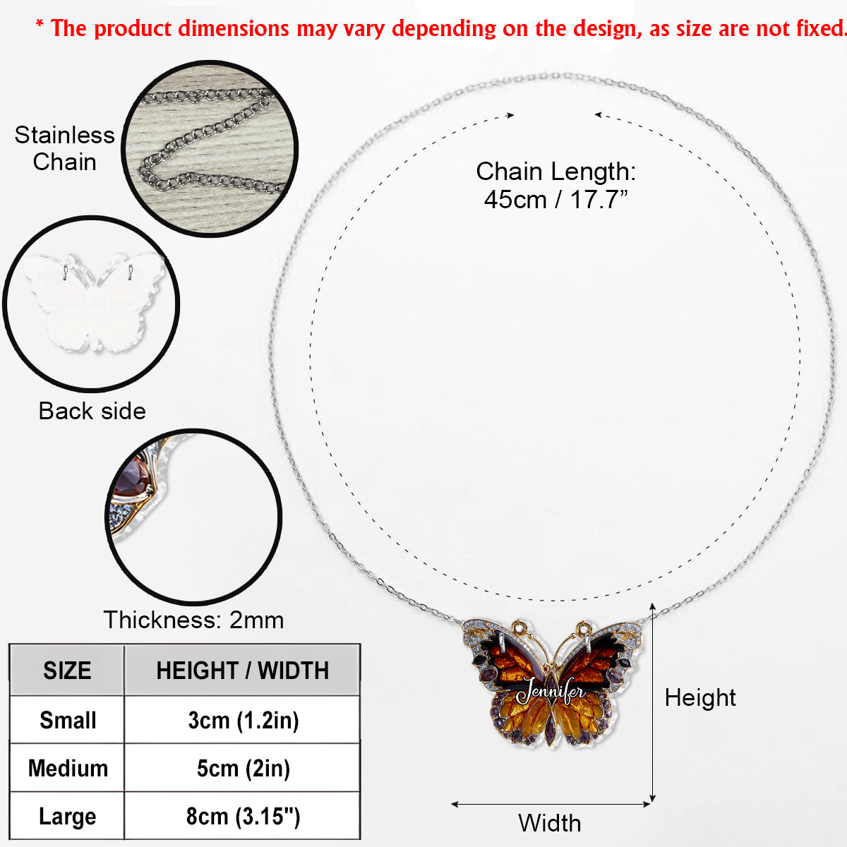Liebesschmetterling – Personalisierte Schmetterlingsanhänger-Halskette in individueller Form