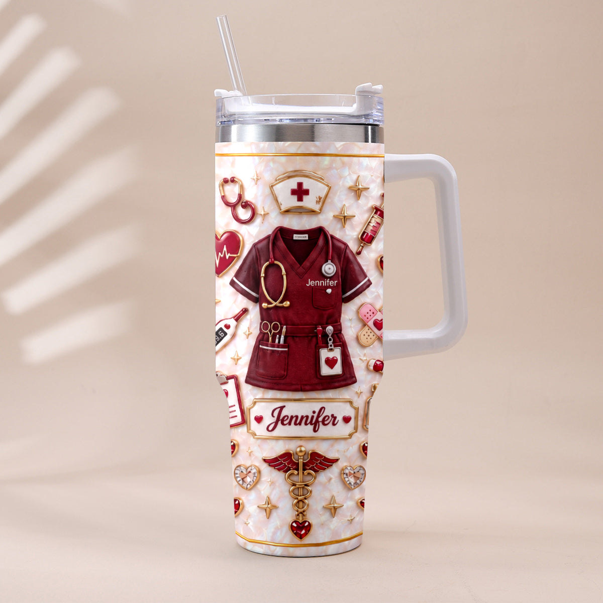 Nurse Funny Relax Gift - Personalized Nurse Tumbler With Handle & Posable Doll