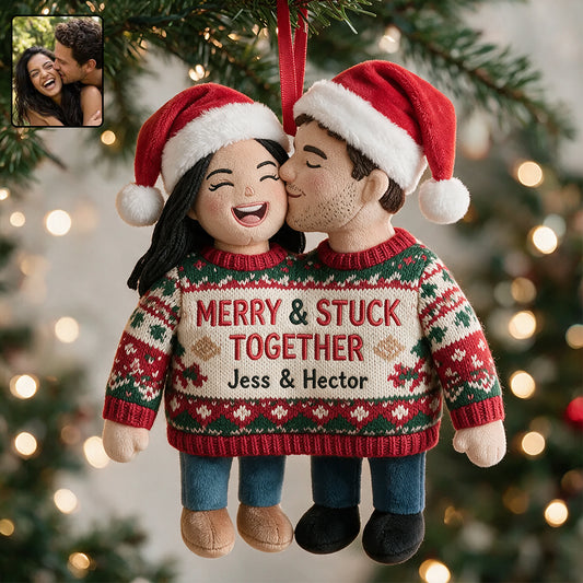 Merry & Stuck With You - Personalized Couple Plush Ornament