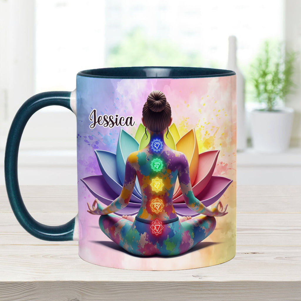 Let That Sht Go - Personalized Yoga Accent Mug